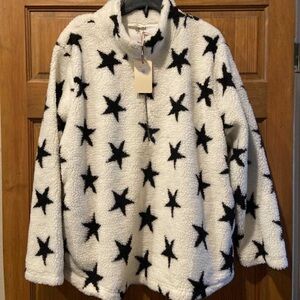 Entro Sz 1x Star Pattern Fleece Jacket - Black & White